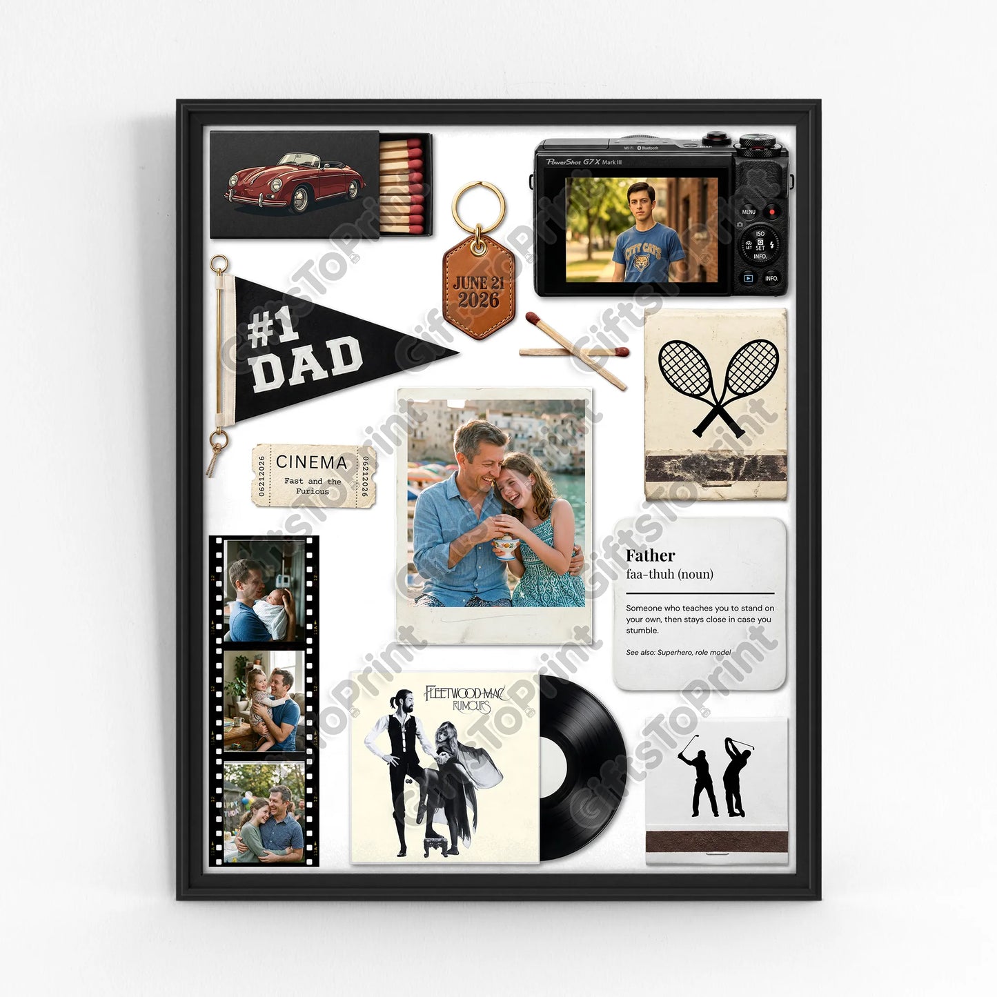 Father's Day Matchbook Poster – Editable Canva Template (DIY Personalised Photo Gift)