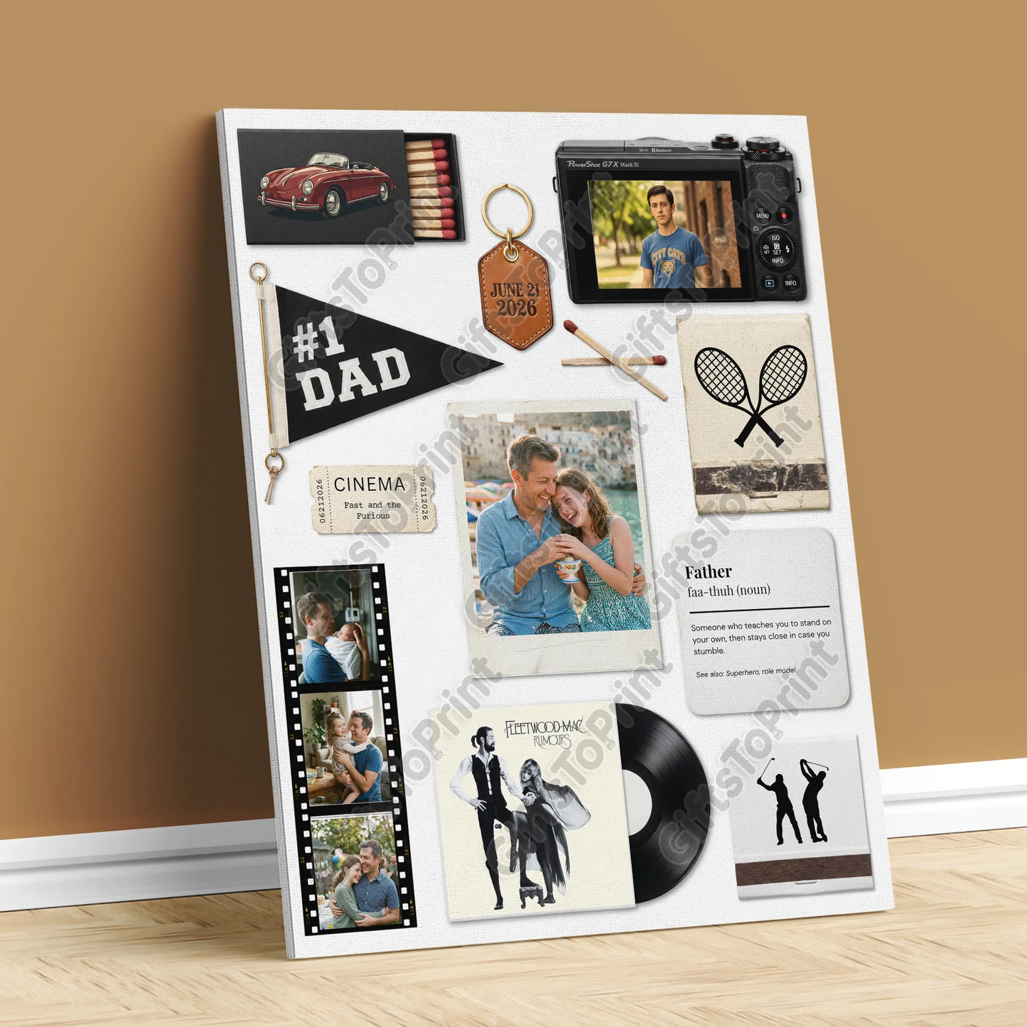 Father's Day Matchbook Poster – Editable Canva Template (DIY Personalised Photo Gift)