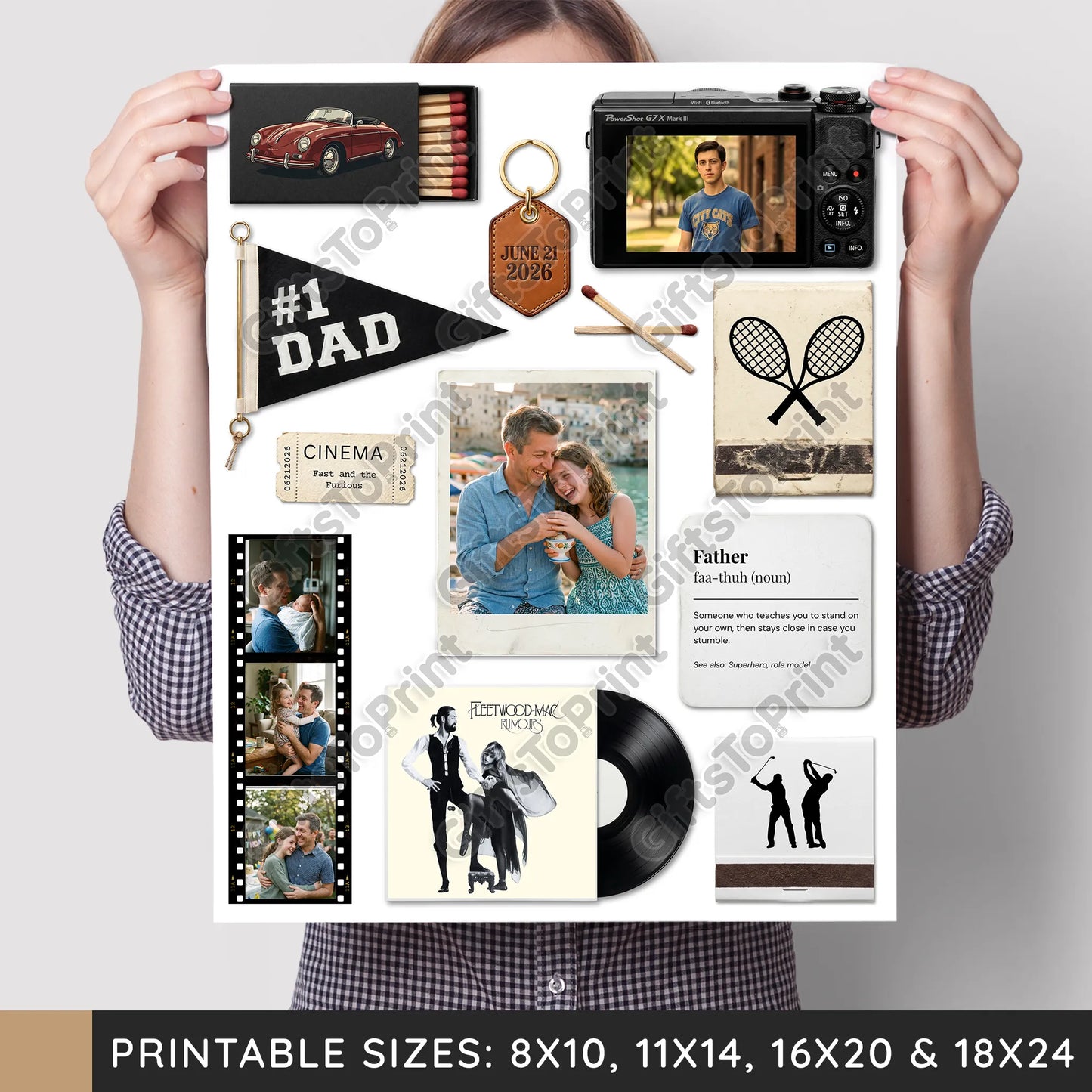 Father's Day Matchbook Poster – Editable Canva Template (DIY Personalised Photo Gift)