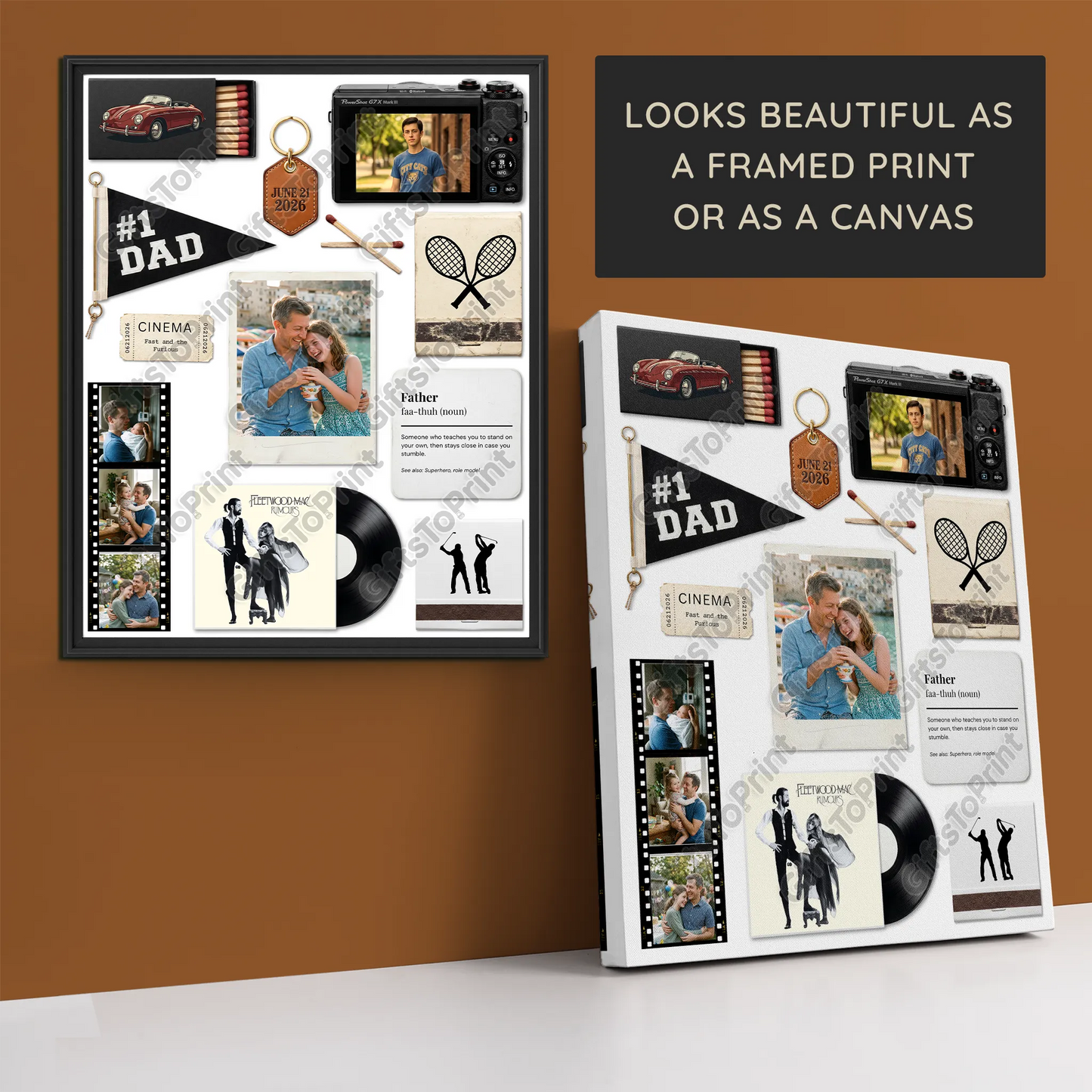 Father's Day Matchbook Poster – Editable Canva Template (DIY Personalised Photo Gift)