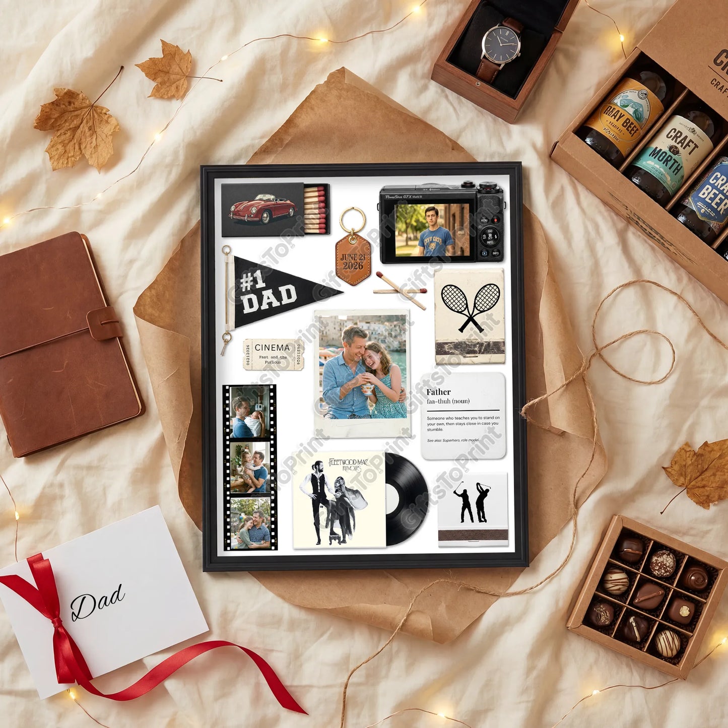 Father's Day Matchbook Poster – Editable Canva Template (DIY Personalised Photo Gift)
