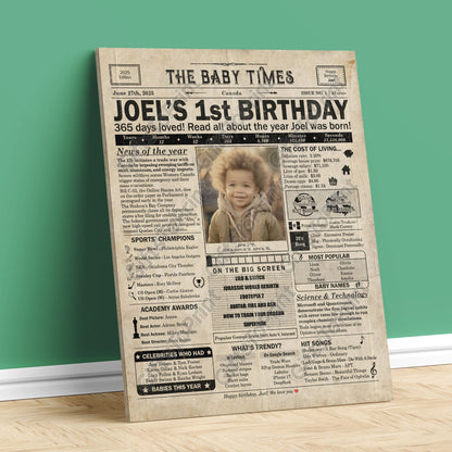 Personalized 1st Birthday Gift: A Printable CANADIAN Birthday Poster of 2025