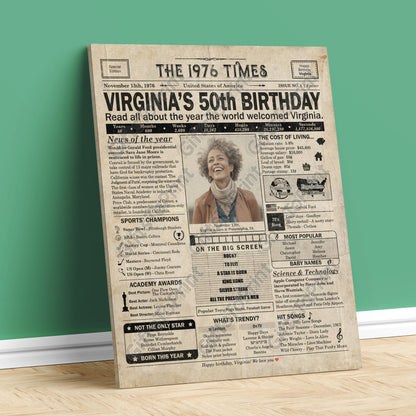 Personalized 50th Birthday Gift: A Printable US Birthday Poster of 1976