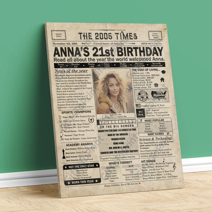 Personalized 21st Birthday Gift: A Printable US Birthday Poster of 2005