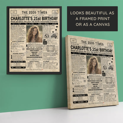 Personalised 21st Birthday Gift: A Printable AUSTRALIAN Birthday Poster of 2005