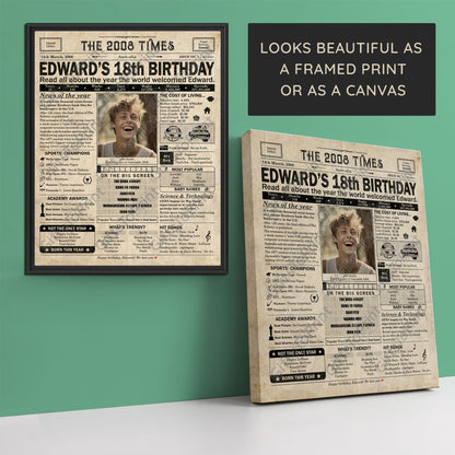 Personalised 18th Birthday Gift: A Printable AUSTRALIAN Birthday Poster of 2008