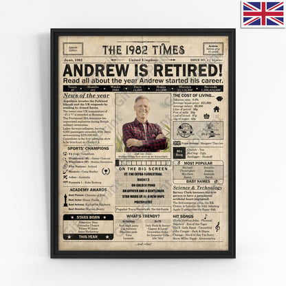 Personalised Retirement Gift: A Printable UK Retirement Poster - Customised for ANY YEAR