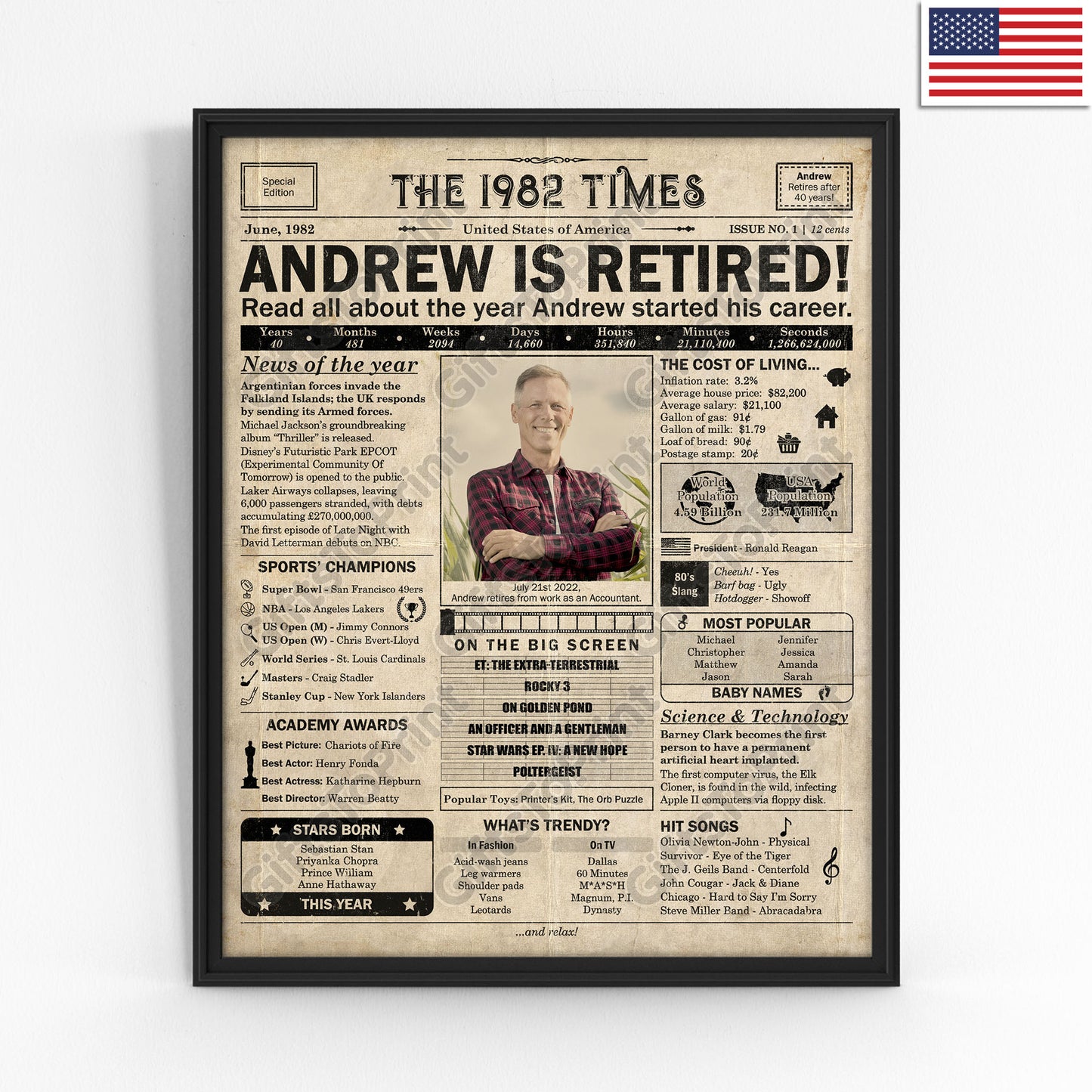 Personalized Retirement Gift: A Printable US Retirement Poster - Customized for ANY YEAR