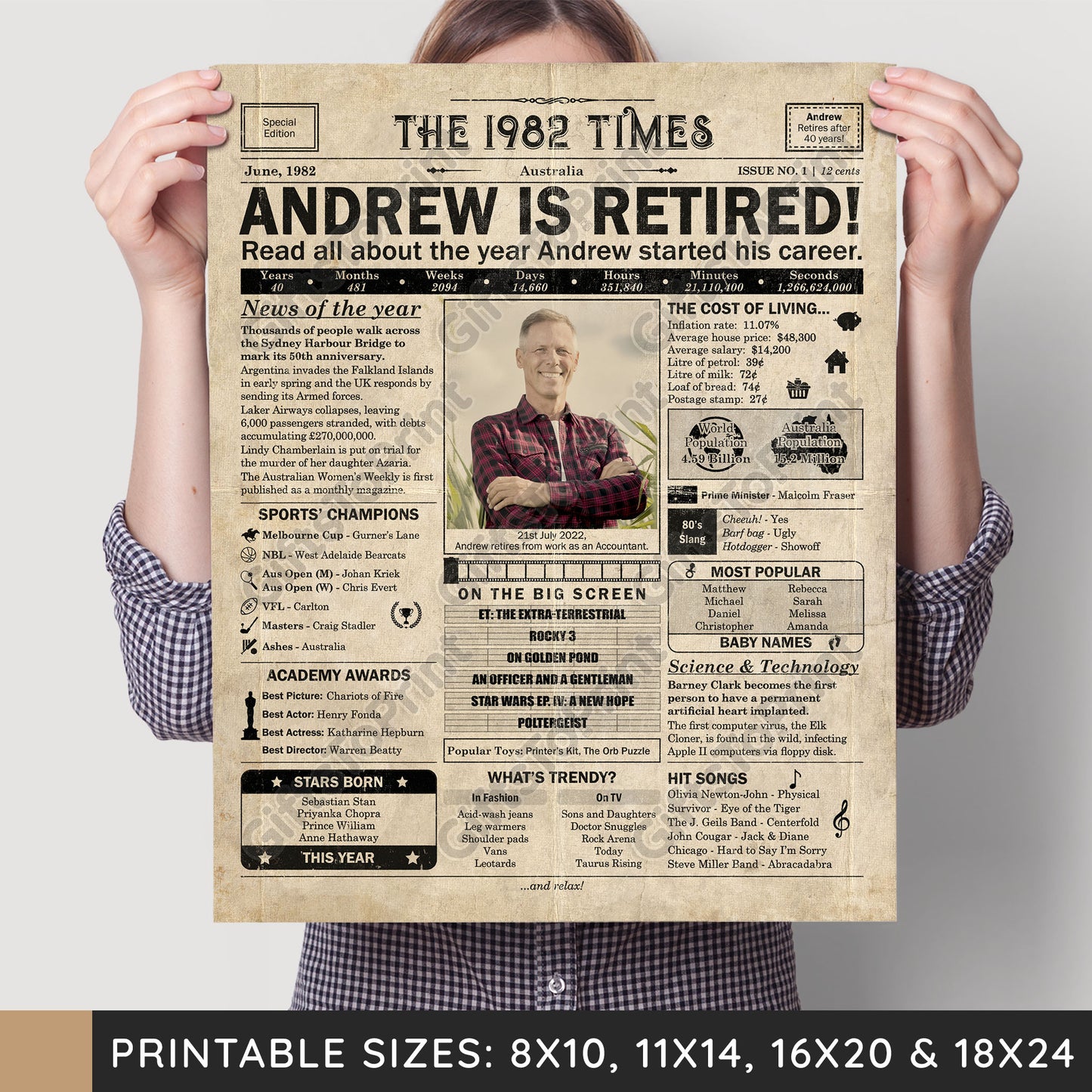 Personalised Retirement Gift: A Printable AUS Retirement Poster - Customised for ANY YEAR